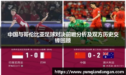 中国与哥伦比亚足球对决前瞻分析及双方历史交锋回顾